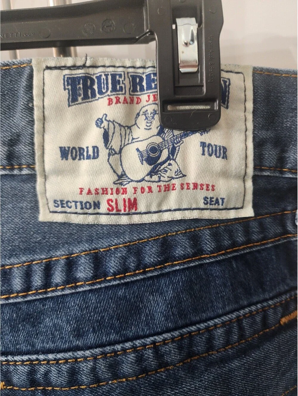 True Religion 34 by 33L Men's Slim Fit  Jeans with Signature Pocket Design